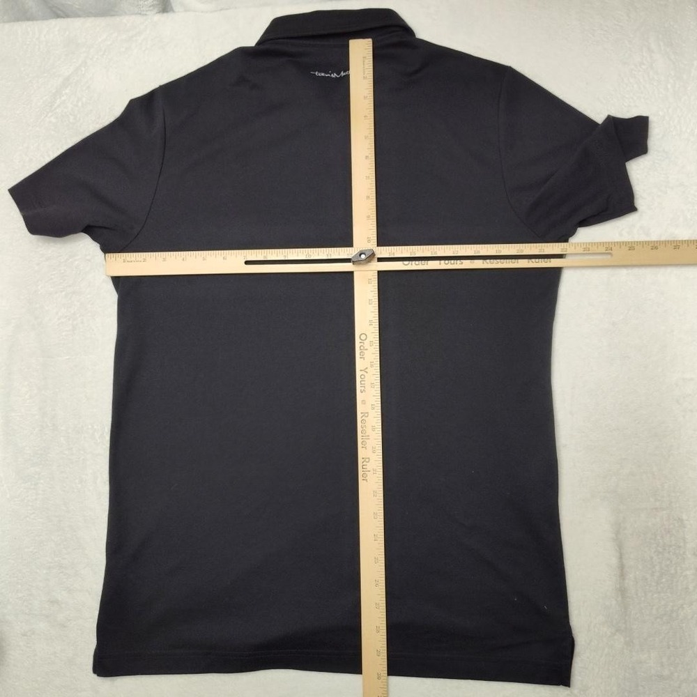 Travis Mathew Polo Shirt Mens Large Black Striped Pima Cotton Pocket Collared - Picture 9 of 11